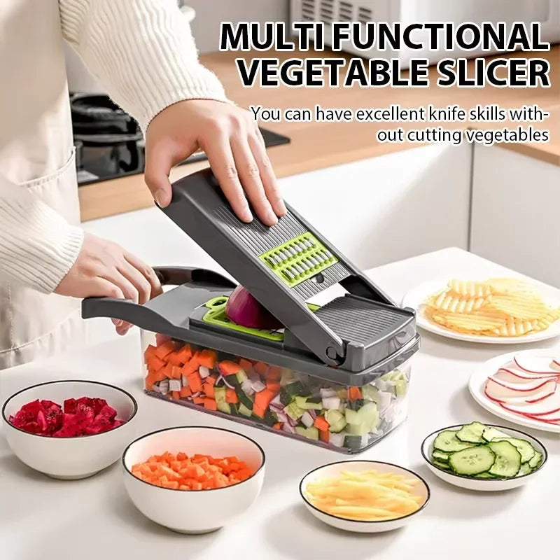 Premium 14-in-1 Vegetable Chopper & Slicer Set – Multi-Function Food Cutter, Grater & Dicer