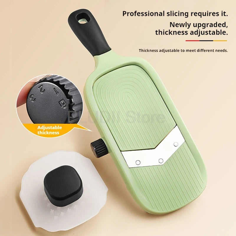 Adjustable Multi-Function Vegetable Slicer with V-Blade & Safety Lock